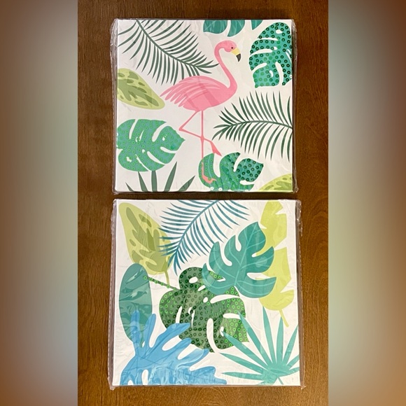 Tropical Flamingo and Leaf Print Canvases - Picture 2 of 7